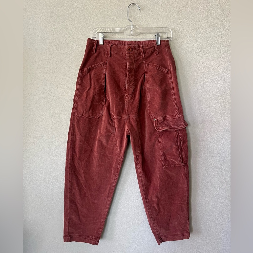 Free People Bay To Breakers Soft Corduroy Barrel Pants in Roasted Russet Size S - Picture 4 of 16